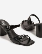 fashion&bella Papuci Negri cu toc gros Decorați cu catarame Zarirene