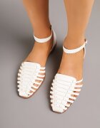 fashion belle Sandale Albe cu Curele Împletite Pellire