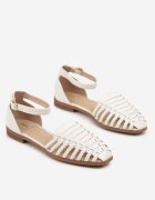 fashion belle Sandale Albe cu Curele Împletite Pellire