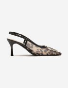 fashion&bella Sandale Leopard din plasă cu cataramă pe toc stiletto scund Fainna