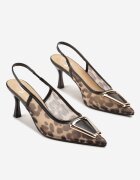 fashion&bella Sandale Leopard din plasă cu cataramă pe toc stiletto scund Fainna