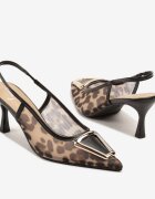 fashion&bella Sandale Leopard din plasă cu cataramă pe toc stiletto scund Fainna