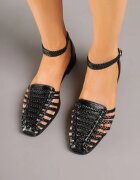 fashion belle Sandale Negre cu Barete Împletite Pellire
