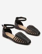 fashion belle Sandale Negre cu Barete Împletite Pellire