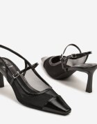 fashion&bella Sandale negre cu toc stiletto fără călcâi cu parte superioară din plasă Orraina