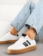 fashion&bella Sneakers Albi în stilul tenisilor clasici decorați cu dungi Tenalinea