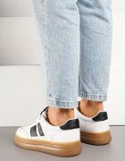 fashion&bella Sneakers Albi în stilul tenisilor clasici decorați cu dungi Tenalinea