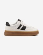 fashion&bella Sneakers Albi în stilul tenisilor clasici decorați cu dungi Tenalinea