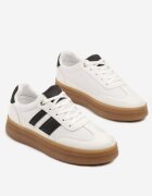 fashion&bella Sneakers Albi în stilul tenisilor clasici decorați cu dungi Tenalinea