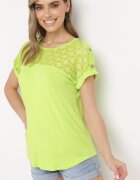 fashion Bluză Ajurată Verde deschisă din Viscoză Decorată cu Nasturi Elloria