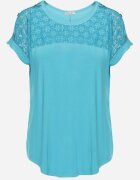 fashion Bluză Albastră Perforată din Viscoză Decorată cu Nasturi Elloria