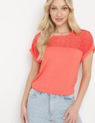 fashion Bluză Portocalie Ajurată din Viscoză Decorată cu Nasturi Elloria