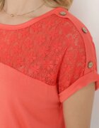 fashion Bluză Portocalie Ajurată din Viscoză Decorată cu Nasturi Elloria
