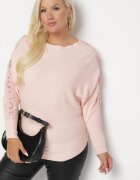 fashion Bluză Roz deschis cu Bumbac și Vâscoză cu Mâneci Tip LILIAC Decorată cu Zirconii Jovilena