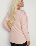 fashion Bluză Roz deschis cu Bumbac și Vâscoză cu Mâneci Tip LILIAC Decorată cu Zirconii Jovilena
