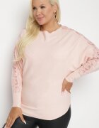 fashion Bluză Roz deschis cu Bumbac și Vâscoză cu Mâneci Tip LILIAC Decorată cu Zirconii Jovilena