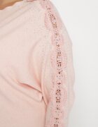 fashion Bluză Roz deschis cu Bumbac și Vâscoză cu Mâneci Tip LILIAC Decorată cu Zirconii Jovilena