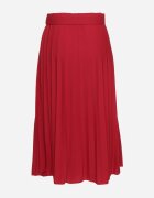 fashion Fustă Roșie Plisată Decorată cu Cordon cu Cataramă Rotundă Sanelle
