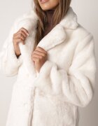 fashion Palton de blană bej deschis la un rând de nasturi cu buzunare și guler elegant Daienna