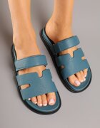 fashion Papuci Albastru închis din Spumă Decorati cu Decupaje Arrivara