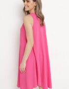 fashion Rochie Fucsia Netedă Midi cu bretele cu decolteu triunghiular Voriala