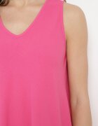 fashion Rochie Fucsia Netedă Midi cu bretele cu decolteu triunghiular Voriala