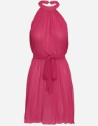 fashion Rochie Fucsia Plisată Mini cu curea textilă cu închidere la gât Xaliarra