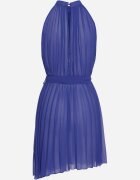 fashion Rochie mini bleumarin plisată cu curea din material textil cu închidere la gât Xaliarra