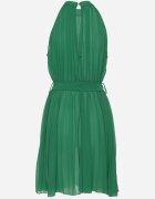 fashion Rochie Mini Plisată Verde cu Curea din Material cu Închidere la Gât Xaliarra