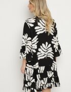 fashion Rochie tip cămașă Neagră Din viscoză Decorată Cu volane Cu frunze Edivonia