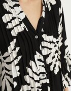 fashion Rochie tip cămașă Neagră Din viscoză Decorată Cu volane Cu frunze Edivonia