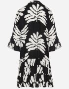 fashion Rochie tip cămașă Neagră Din viscoză Decorată Cu volane Cu frunze Edivonia