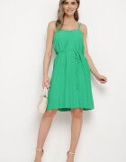 fashion Rochie Verde cu bretele reglabile cu cordon din material Liata