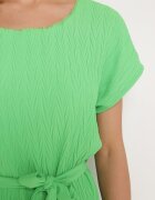 fashion Rochie Verde deschis cu Mânecă Scurtă și Curea din material Ellata