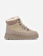 fashion Sneakers bej închis cu talpă groasă cu blană Alweda