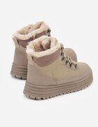 fashion Sneakers bej închis cu talpă groasă cu blană Alweda
