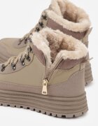 fashion Sneakers bej închis cu talpă groasă cu blană Alweda
