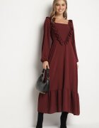 fashion station Rochie visinie Lunga Clos cu volane decorative Ferellia
