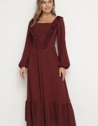 fashion station Rochie visinie Lunga Clos cu volane decorative Ferellia