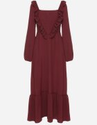 fashion station Rochie visinie Lunga Clos cu volane decorative Ferellia