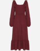 fashion station Rochie visinie Lunga Clos cu volane decorative Ferellia