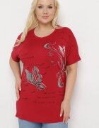 fashion Tricou Bordeaux Decorat cu Strasuri și cu Imprimeu Wallilena