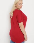 fashion Tricou Bordeaux Decorat cu Strasuri și cu Imprimeu Wallilena