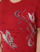 fashion Tricou Bordeaux Decorat cu Strasuri și cu Imprimeu Wallilena