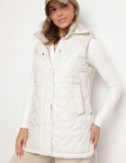 fashion Vestă Matlasată Bej deschis cu Glugă Detașabilă Verinea