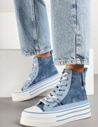 fiori&spinc Tenisi Albastri din Material Denim pe Platformă Zorilea