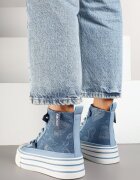 fiori&spinc Tenisi Albastri din Material Denim pe Platformă Zorilea