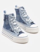 fiori&spinc Tenisi Albastri din Material Denim pe Platformă Zorilea