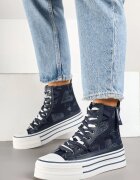 fiori&spinc Tenisi bleumarin din material denim cu platformă Zorilea