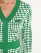 foresta bella Rochie Tricotată Verde-Albă în Carouri Fevinno
